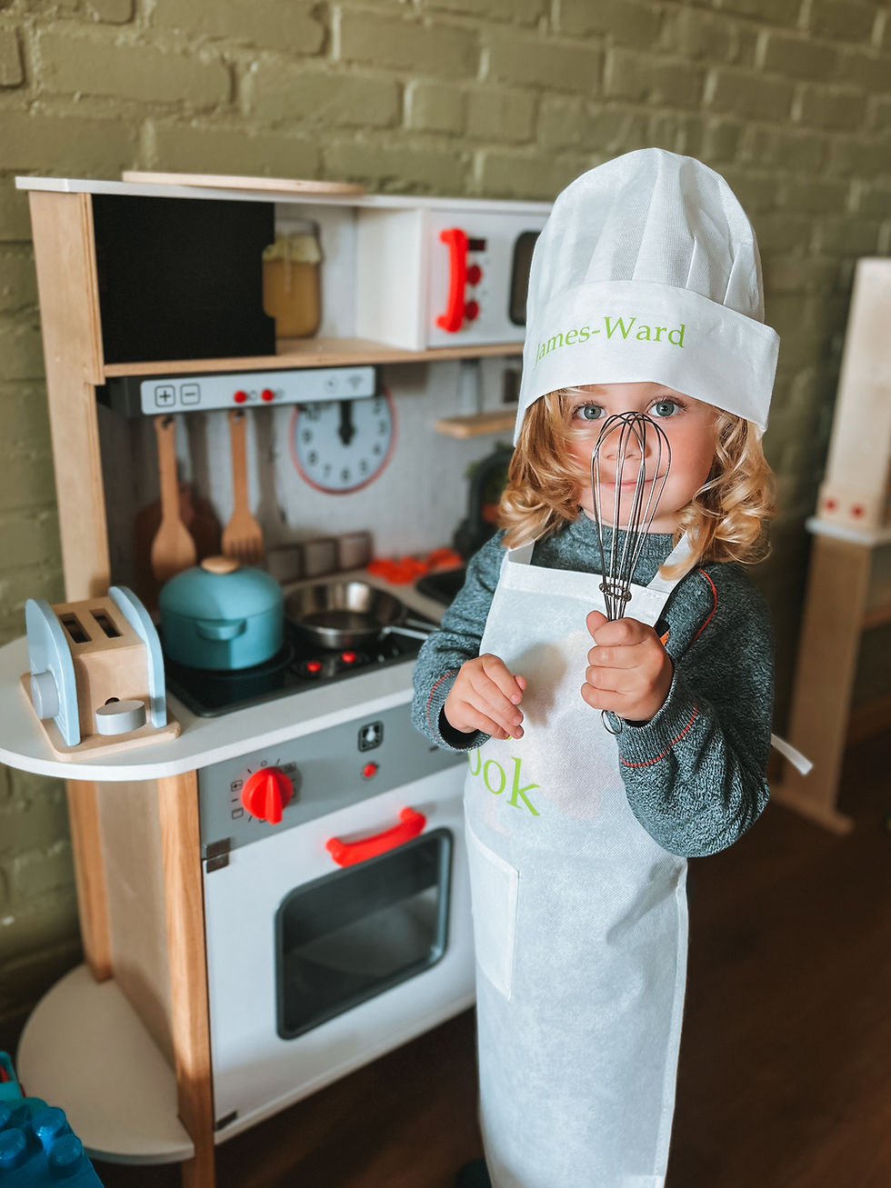 Kinderschort - Witte schort - Koksmuts inbegrepen