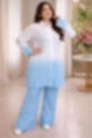 Ombre Plus Size Embroidered Co-ord Set