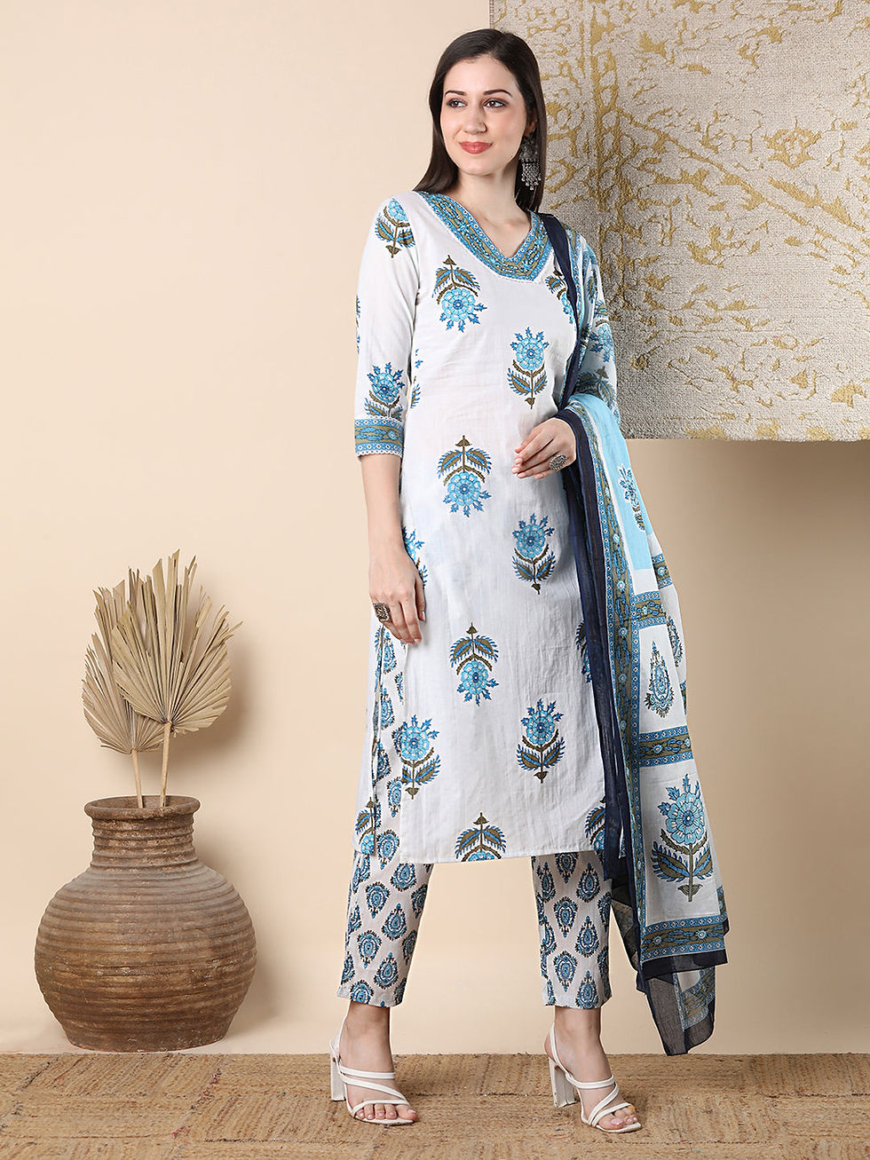 Thumbnail: floral Print suit with dupatta