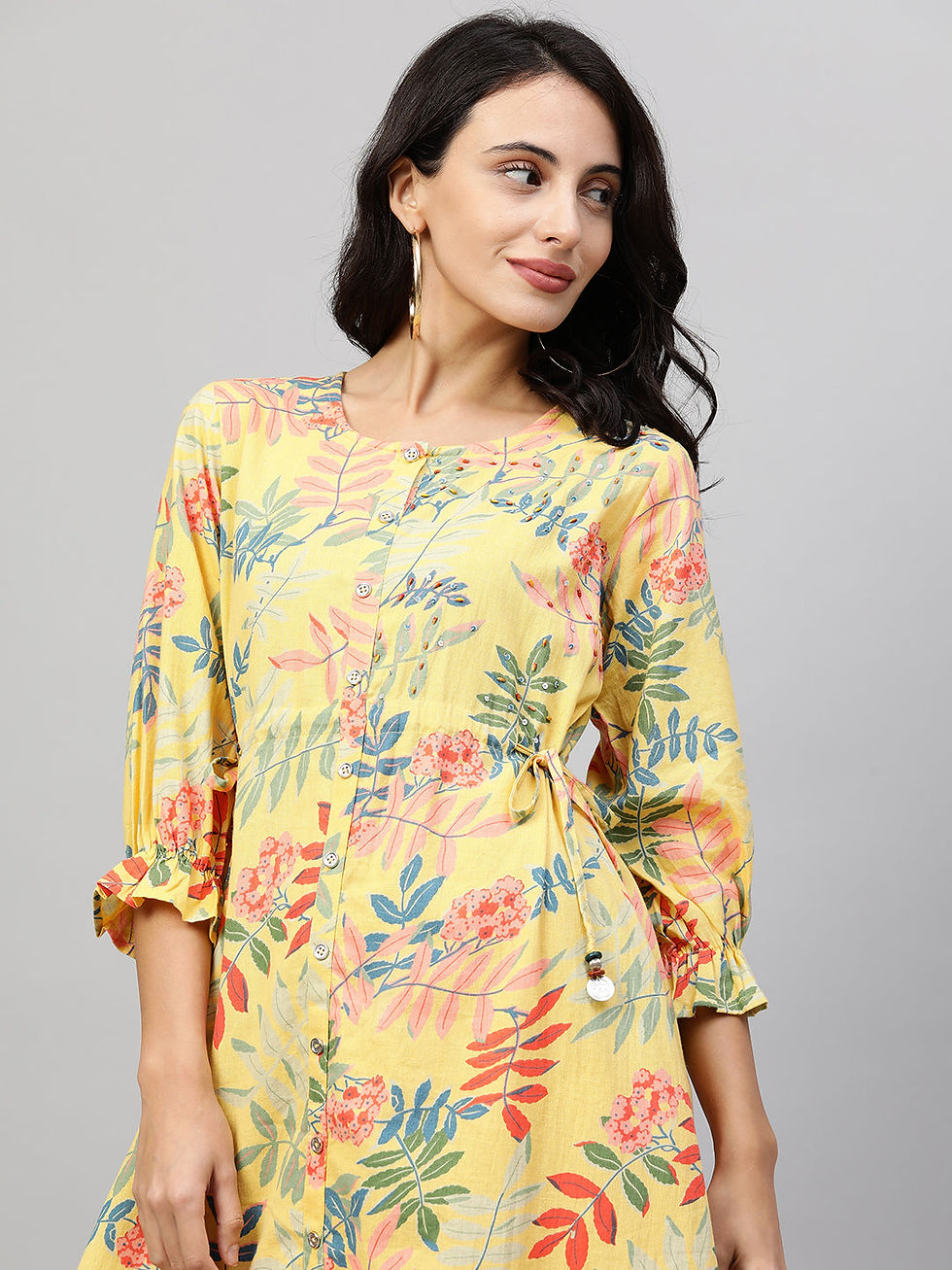 Thumbnail: Yellow Printed Cotton Dress