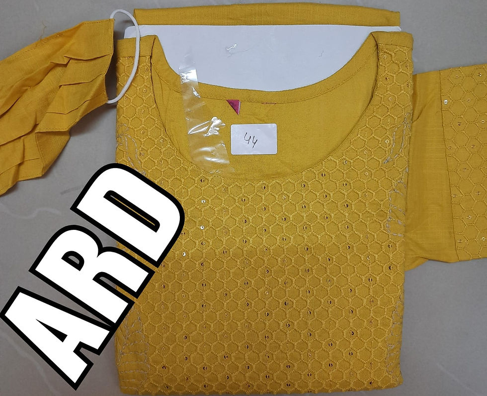 Thumbnail: Slub Rayon Kurta with sequence and kantha  work