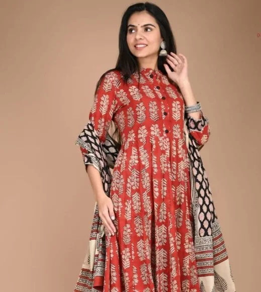Thumbnail: Ajrak print anarkali suit 