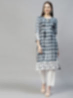 Smart casual grey tie dye rayon kurta set for women