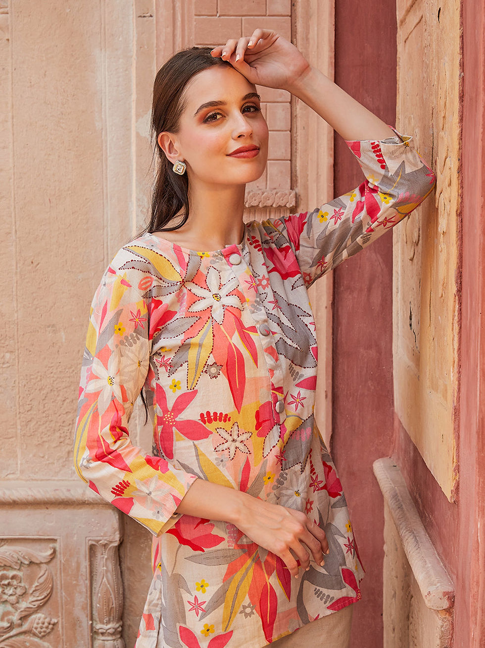 Thumbnail: Office Wear Coord Set With Kantha Work