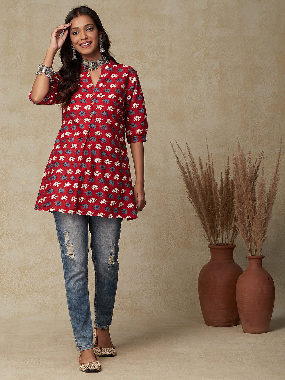 Thumbnail: Red Short Kurti top 