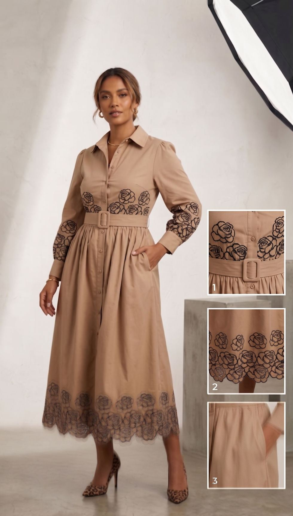 Luxury cotton midi dress