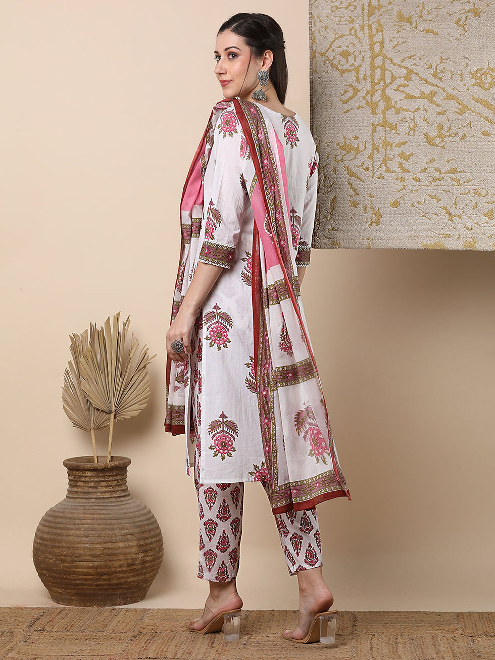 Thumbnail: Block Print Suit With Dupatta