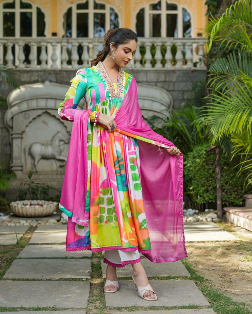 Thumbnail: Multicoloured Indian ethnic wear for women