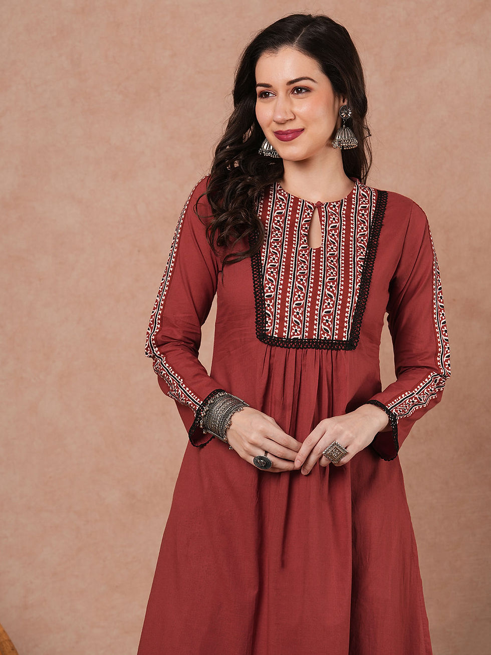 Thumbnail: Ajrak Print Kurta With Palazzo 