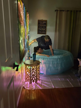 Interior image of water tub for water birth in the Janey Lynn Suite at Blessed Joy Birth Center