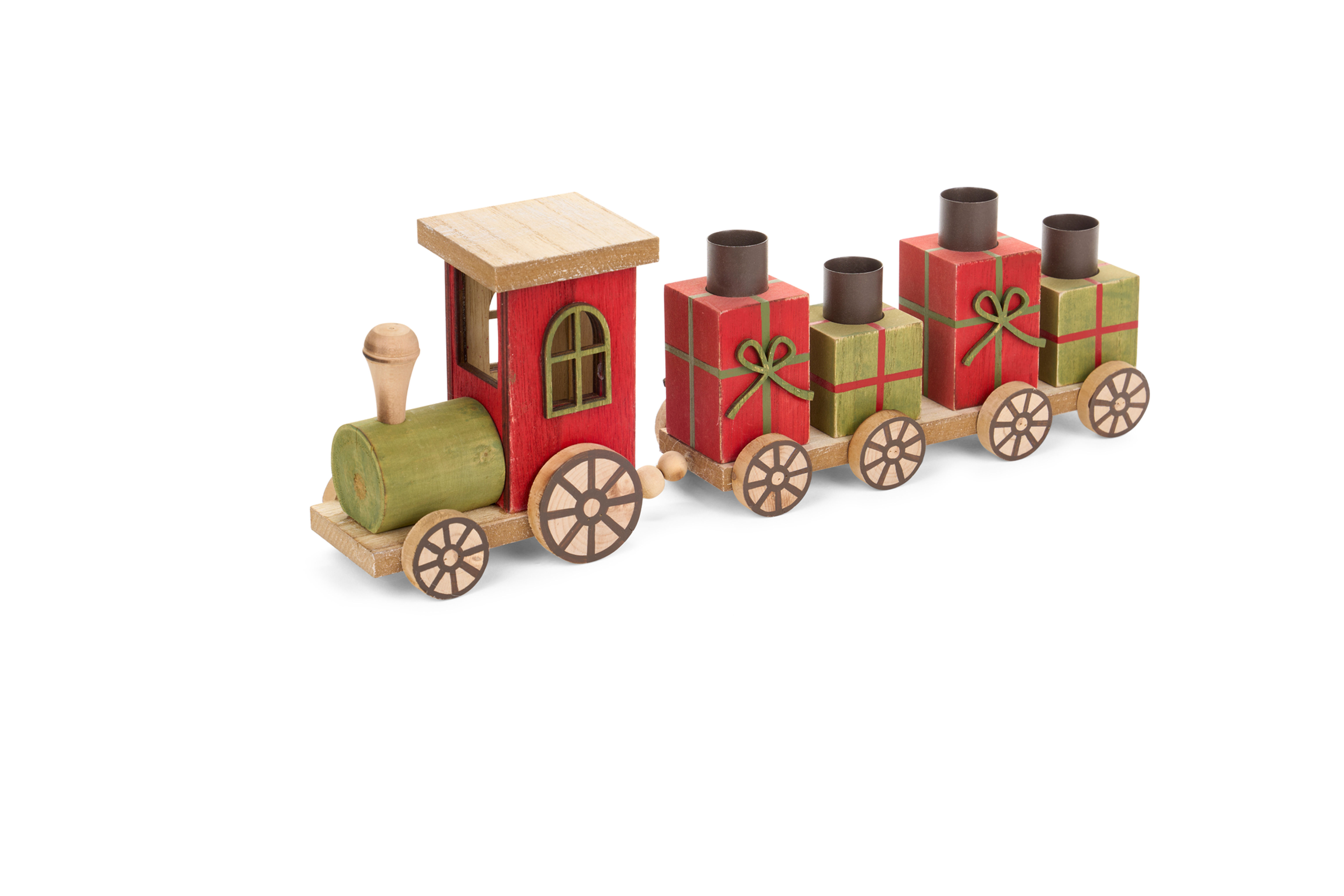 Portacandela Treno in legno con Pacchi e metallo