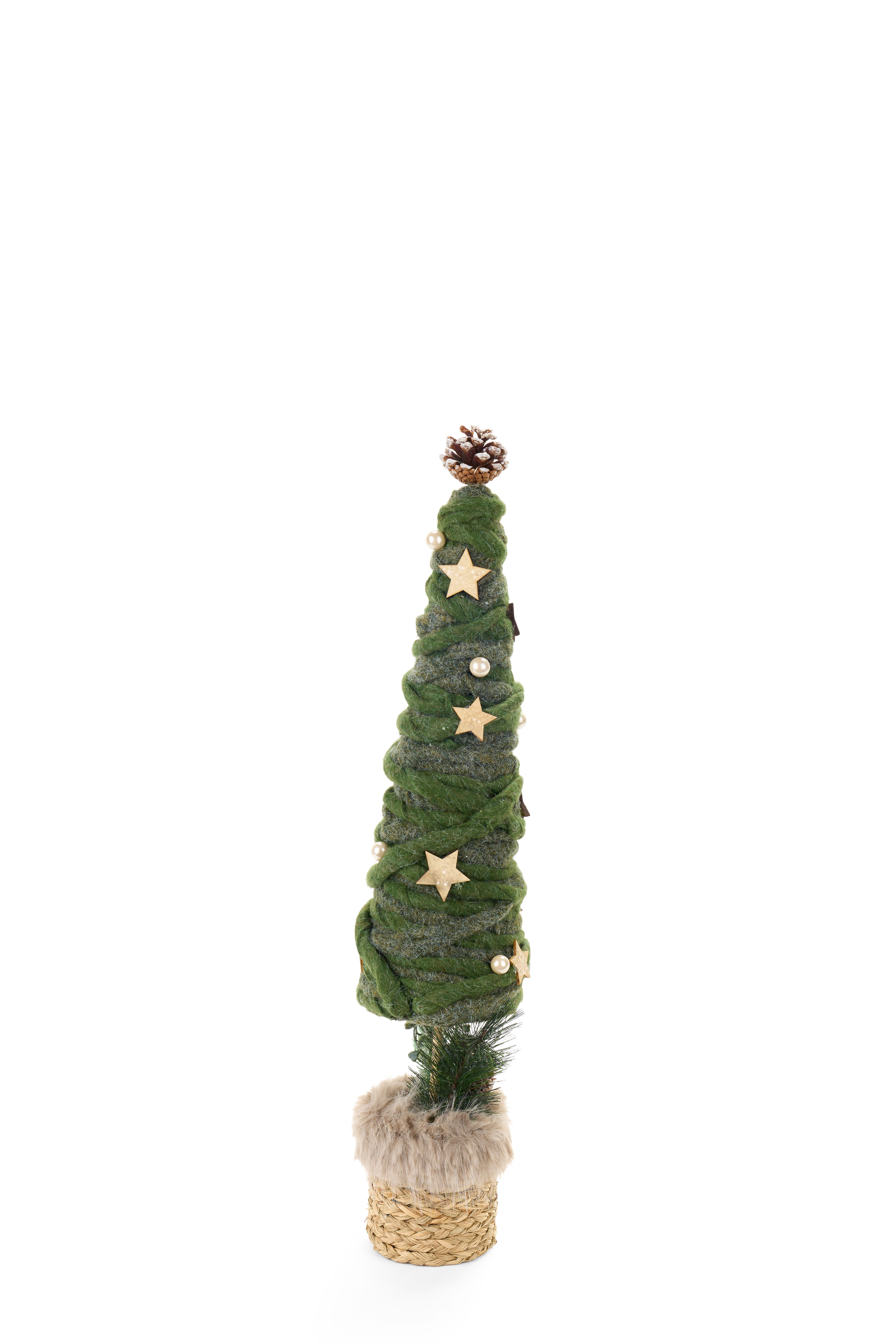 Albero in Feltro con base in corda e pelliccia sintetica