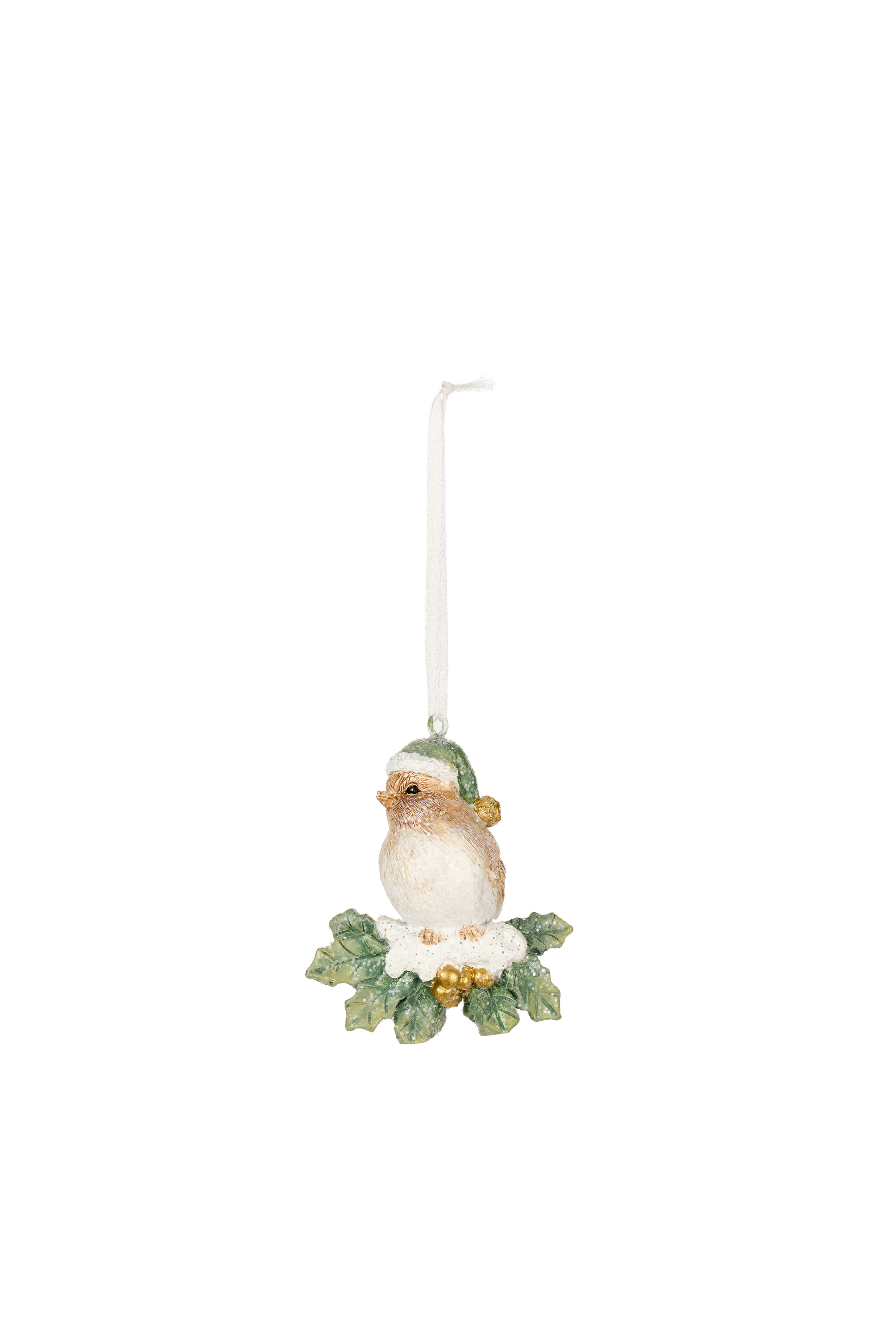 Uccellino con cappellino da appendere in resina Silent Gold