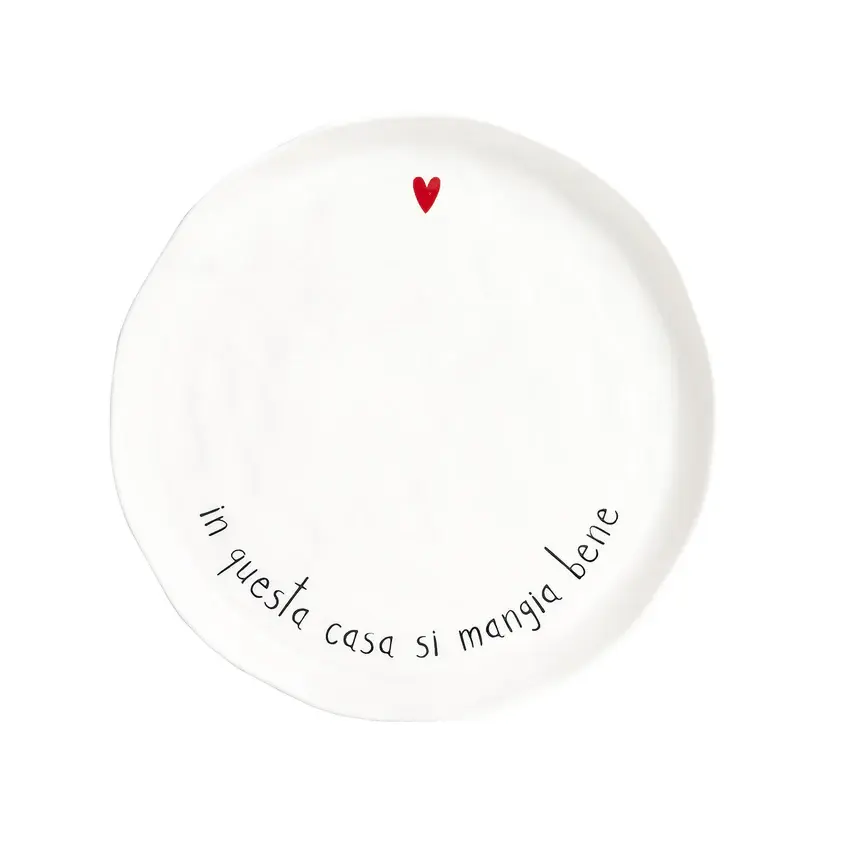 Miniatura: Set due Piatti Piani In Questa Casa Si mangia Bene e cuore rosso