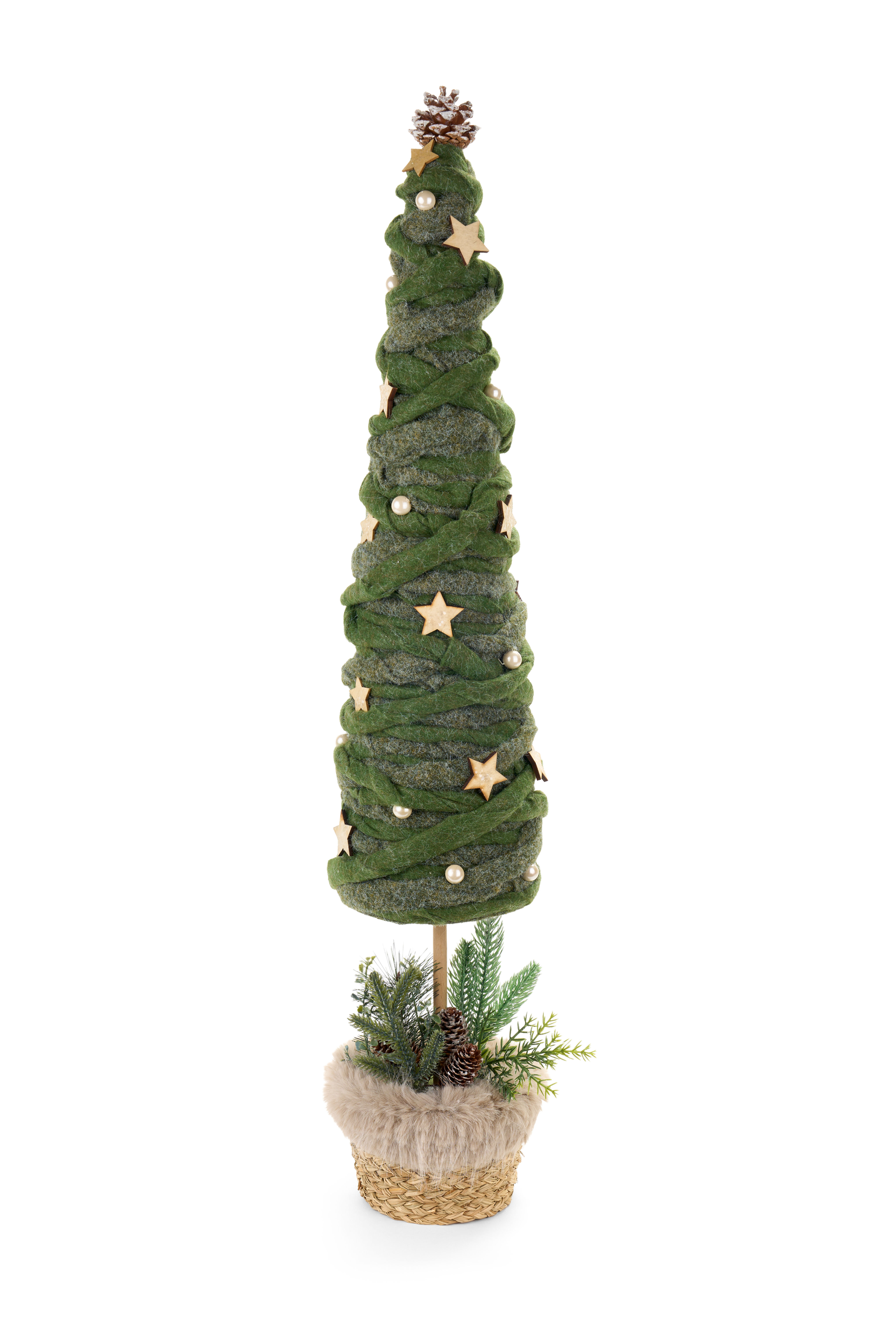 Albero in Feltro con base in corda e pelliccia sintetica
