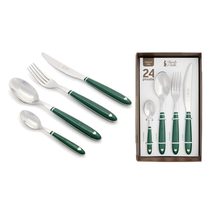 Set di 24 Posate Demetra con manico verde