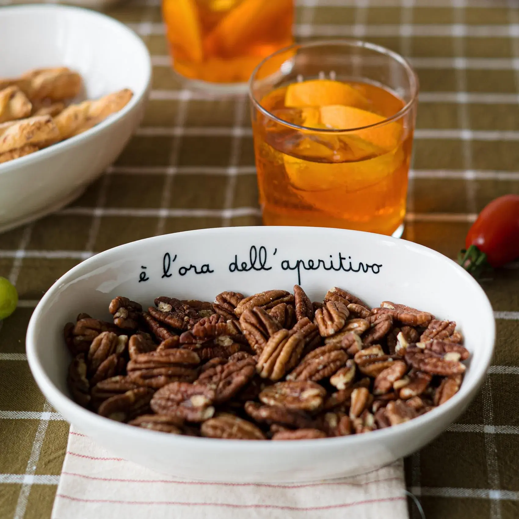 Coppetta ovale in gres decoro E' L'ORA DELL'APERITIVO