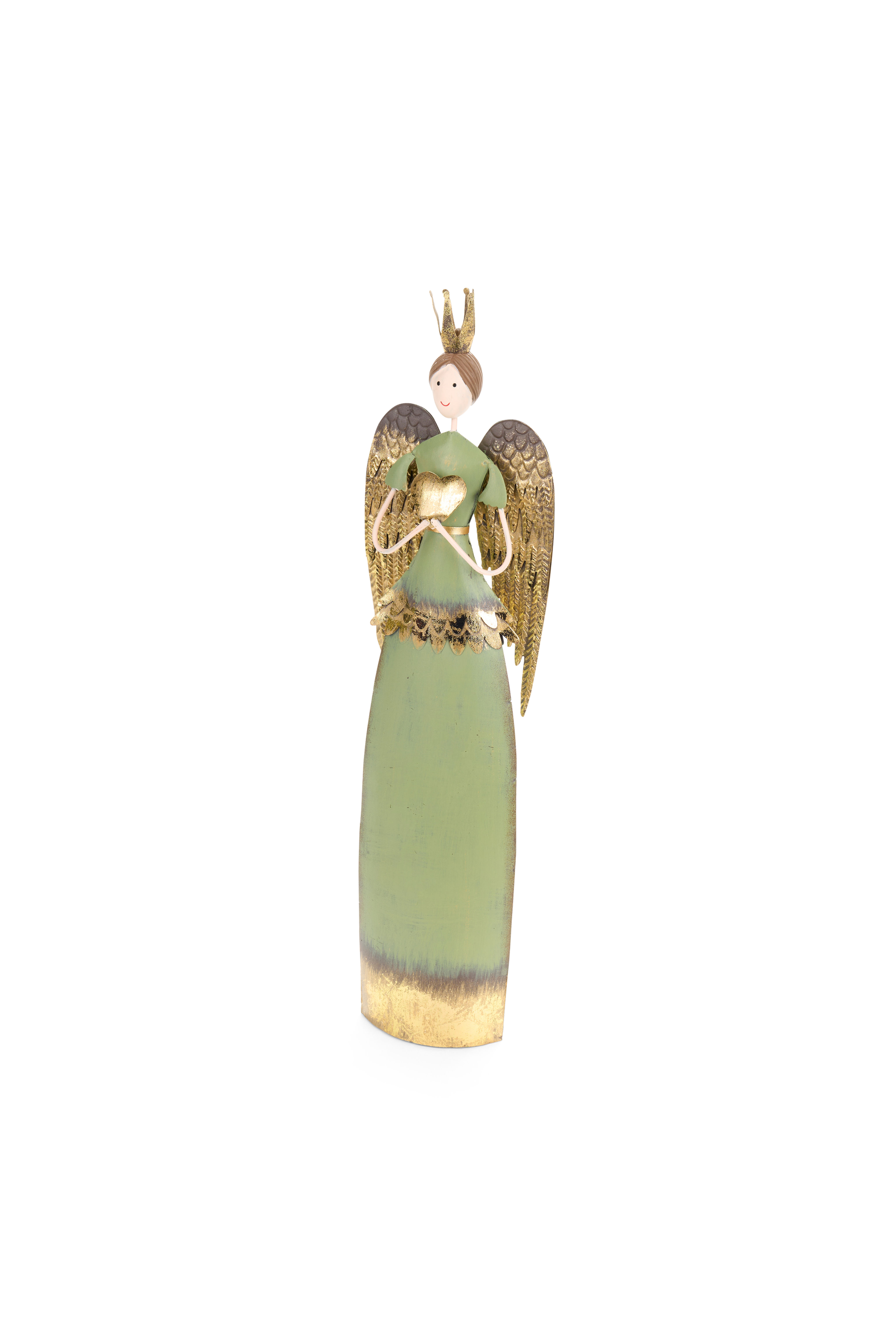 Angelo verde con cuore in metallo Silent Gold