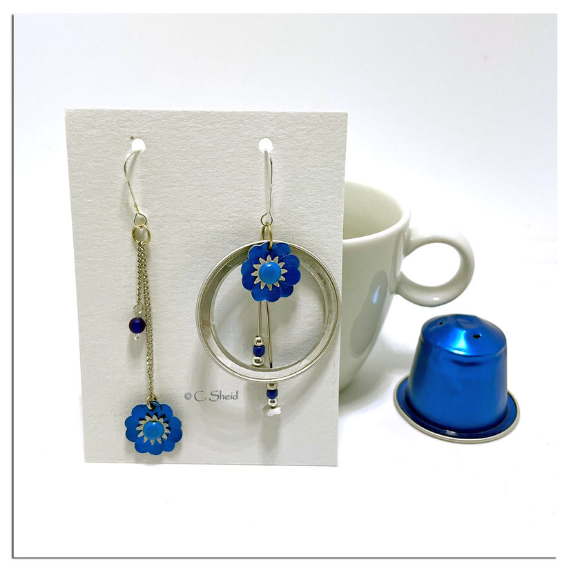 Miniature : Boucles d'oreilles Fleuries L-AS - bleu