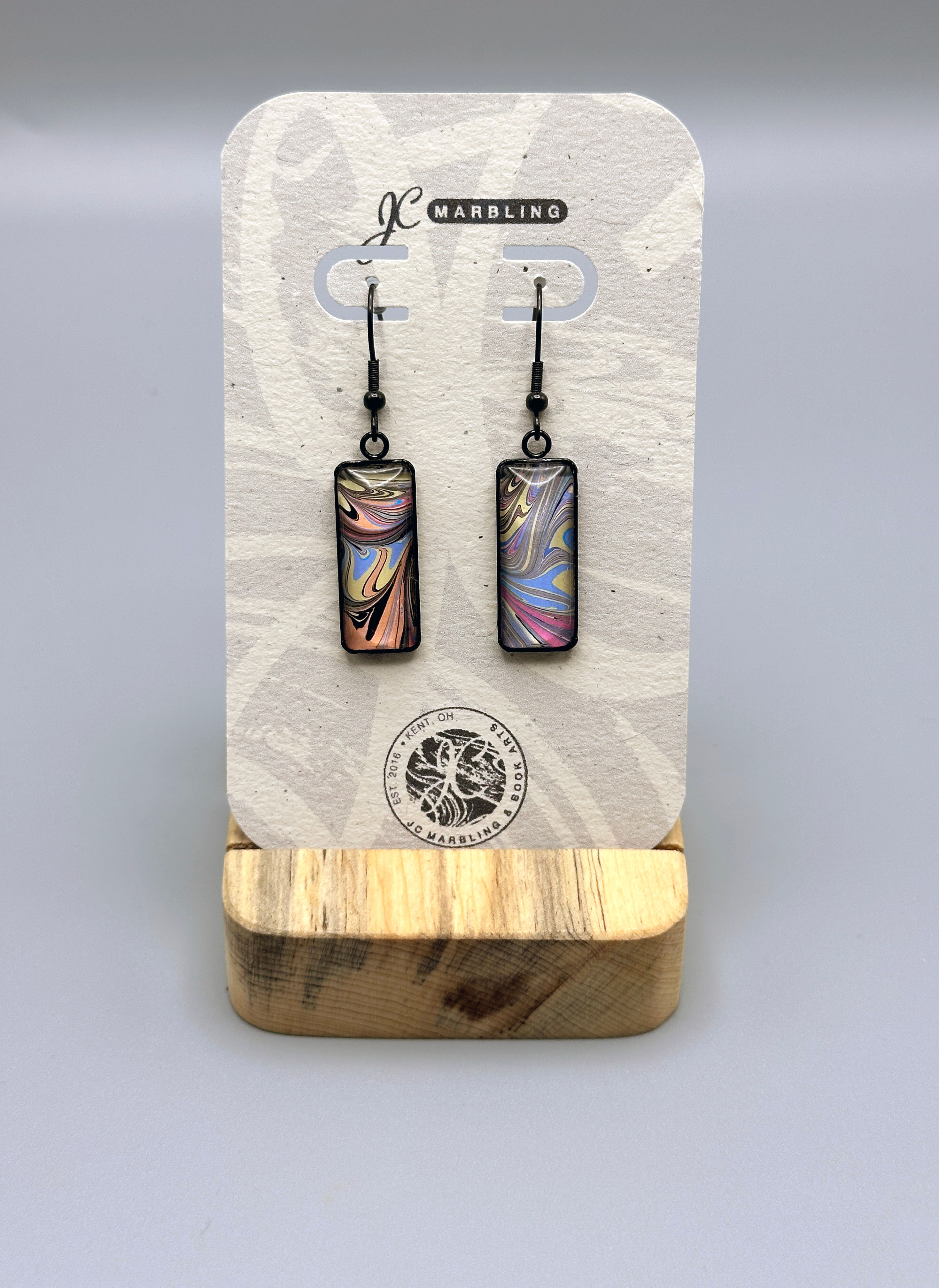 Marbled Earring with glass (nickel free)