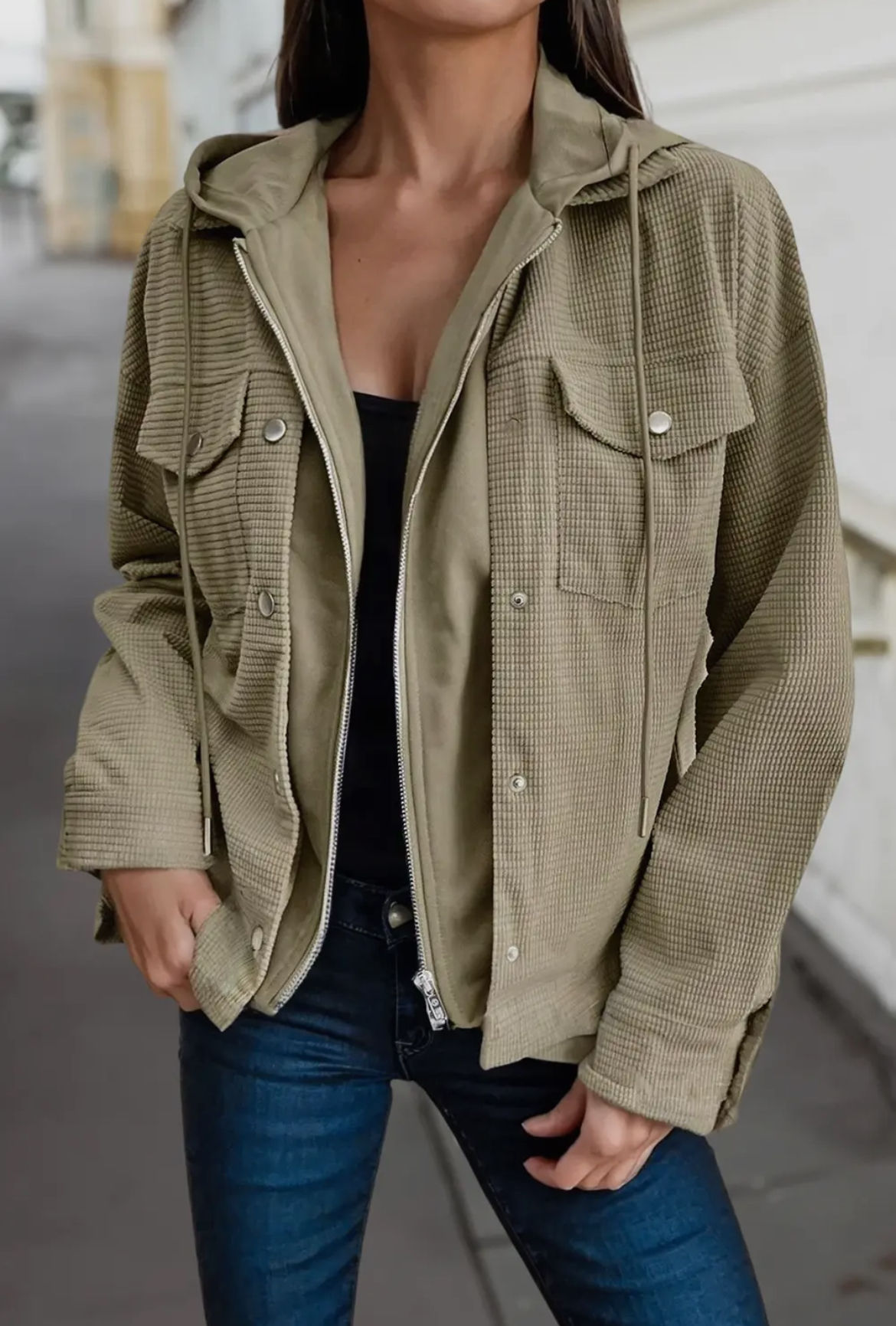 Green fall jacket - large