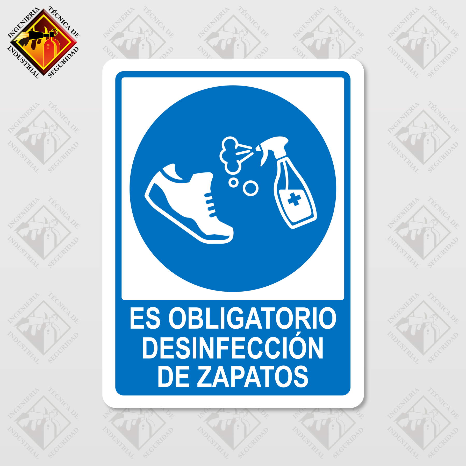 Señal de "DESINFECCIÓN DE ZAPATOS"