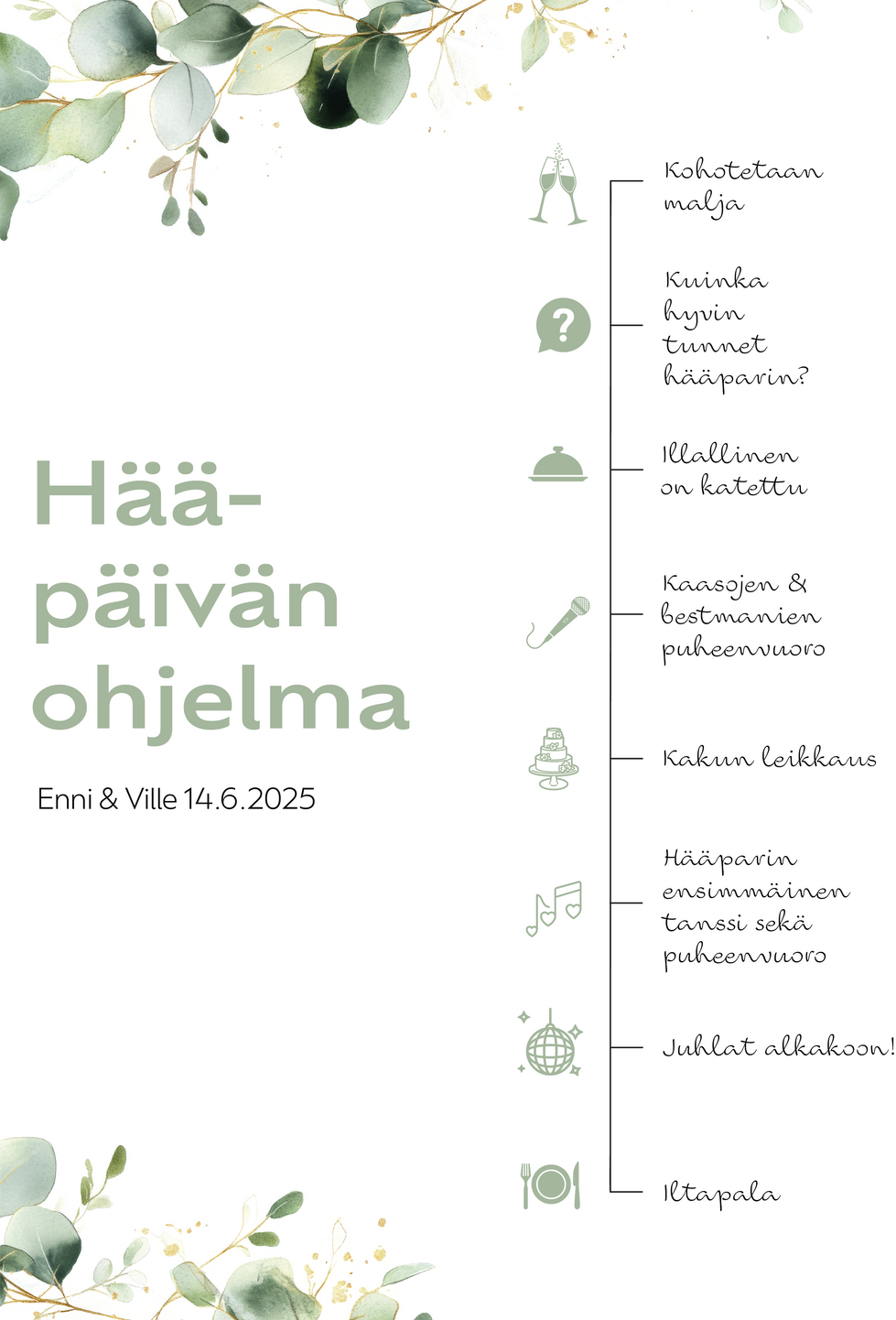 Hääpäivän ohjelma