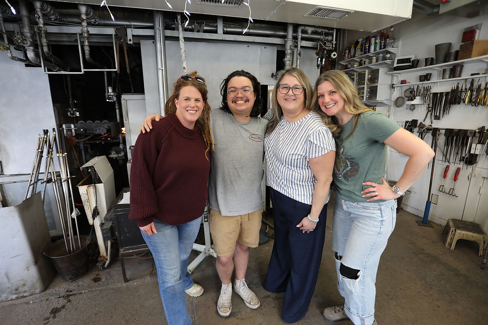 Creative glassblowing experience at Thames Glass in Newport - group photo