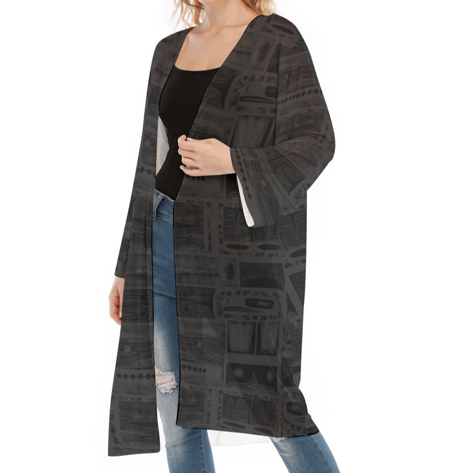All- Over Print Women's Long Sleeve Mesh Cardigan
