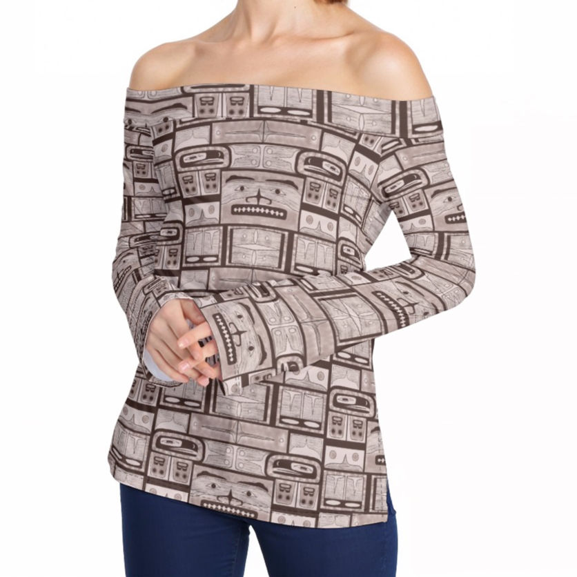 Women Off-Shoulder Long Sleeve Top