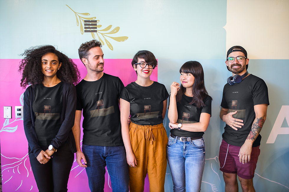 interracial-group-of-five-coworkers-wearing-t-shirts-mockup-at-a-startup-a20413
