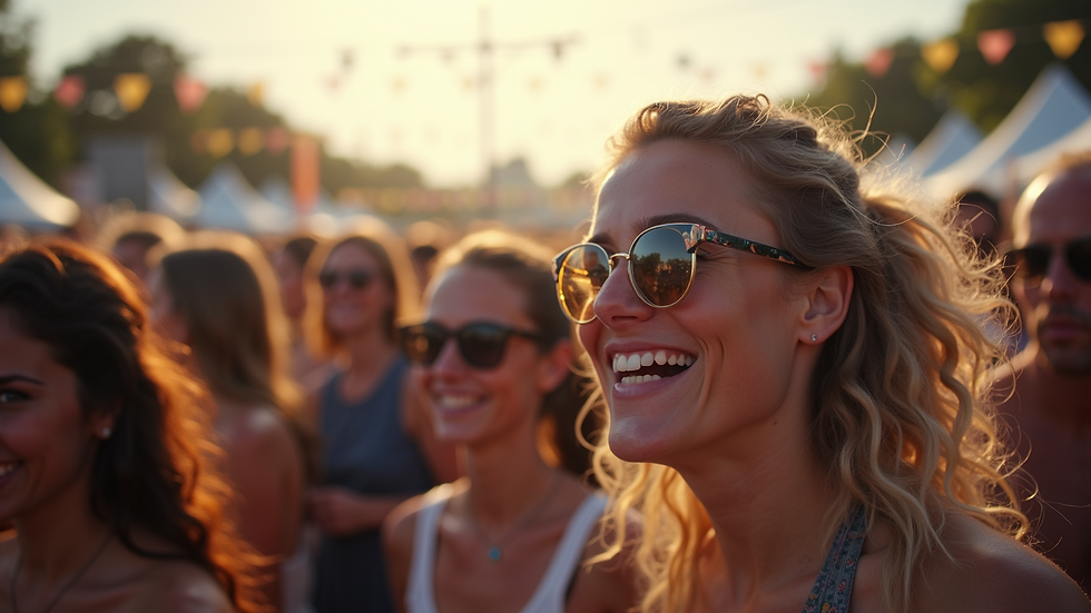 High angle view of a diverse group of festival-goers enjoying the event