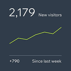 A graph shows site visitors increasing week on week.