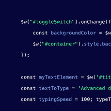 Sample code on dark blue background.