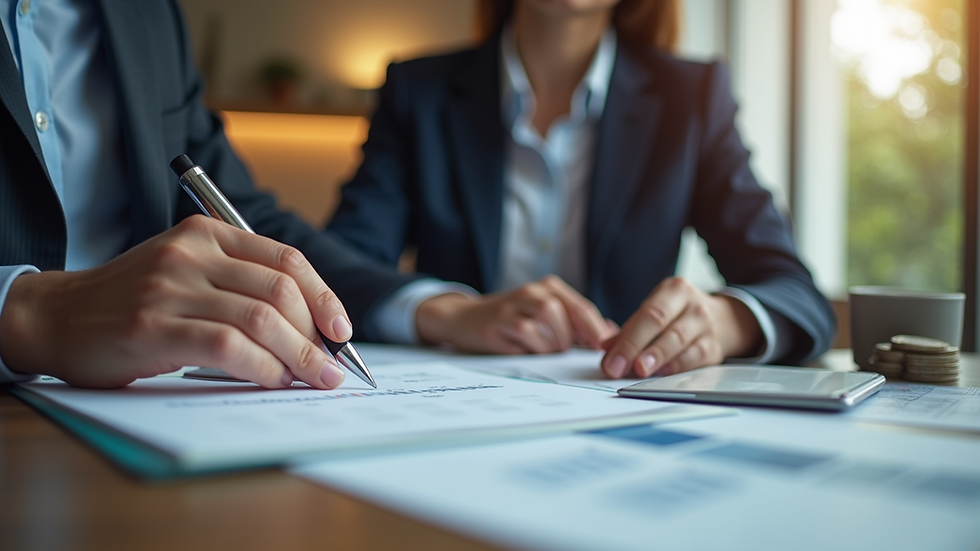 Eye-level view of a financial planner discussing annuity options with a client