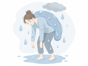 梅雨時期の湿気で体が重だるい女性