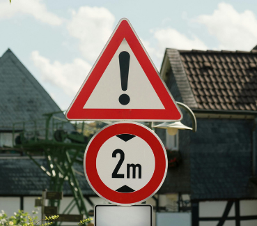 Warning and Distance Limit Signs in Rural Germany