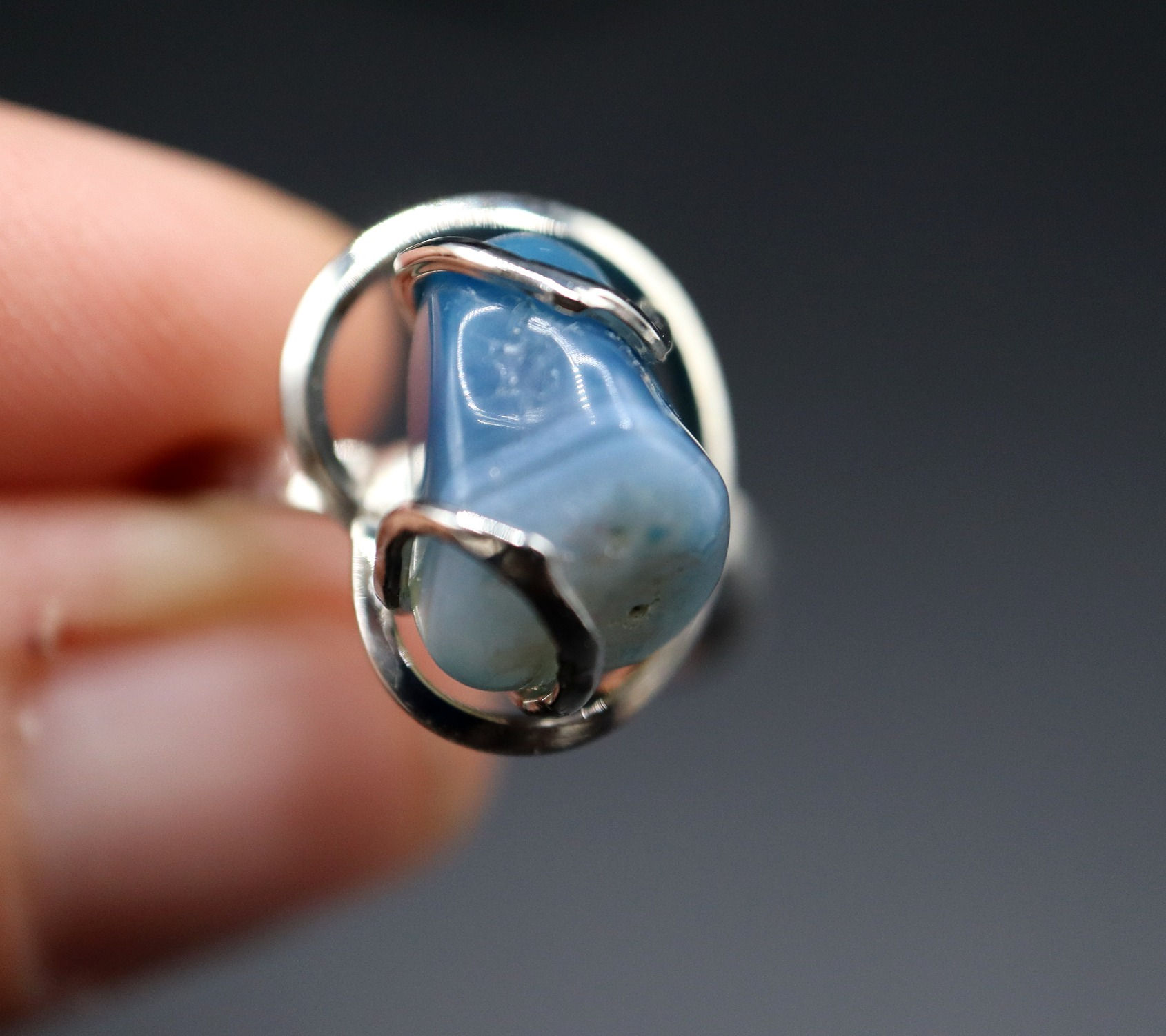 Anello in Agata Blu