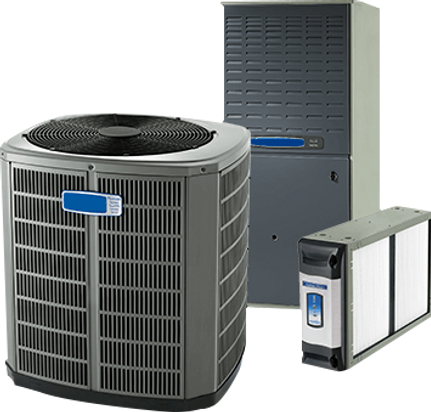 HVAC system with AC unit, furnace, and air purifier
