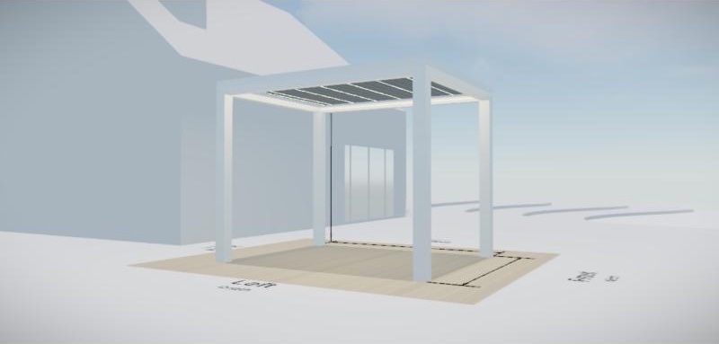 3D Studio view of the pergola with a white frame