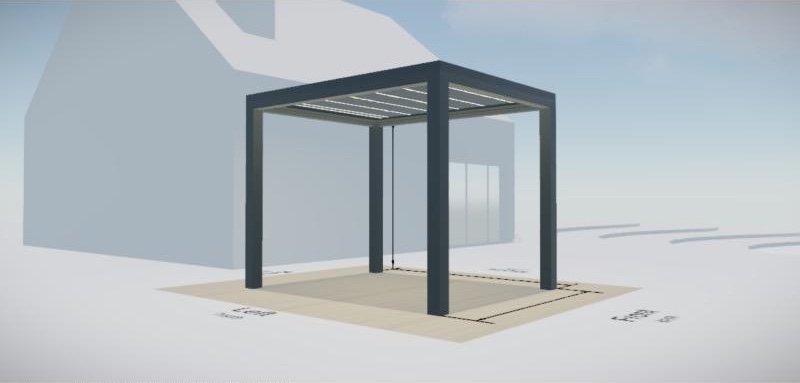 3D Studio view of the pergola with LED lighting in the louver blades
