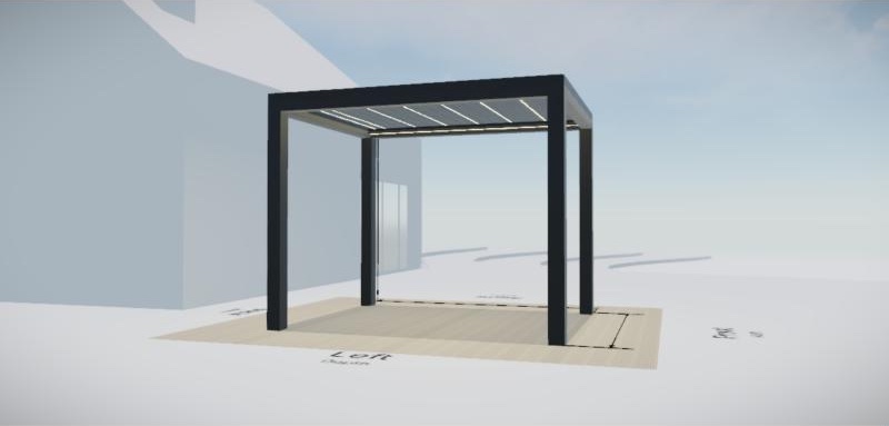 3D Studio view of the pergola with a black frame