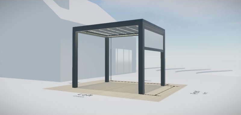 3D Studio view of a retractable zip screen on one side