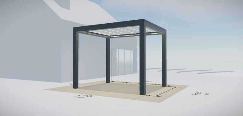 3D Studio view of the pergola with white louvers