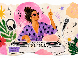 Farbenfrohe feminine Collage mit tanzender Frau, Musiknoten, Discokugel und tanzenden Menschen als Symbol für Musik, Lebensfreude, Embodiment und die verbindende Kraft des Tanzens.Farbenfrohe feminine Collage mit tanzender Frau, Musiknoten, Discokugel und tanzenden Menschen als Symbol für Musik, Lebensfreude, Embodiment und die verbindende Kraft des Tanzens.