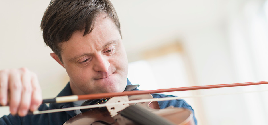 Man with Down Syndrome Playing Violin