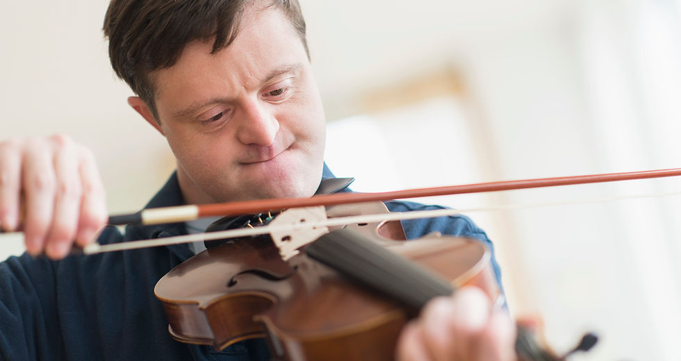 Man with Down Syndrome Playing Violin