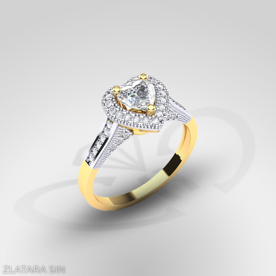 Thumbnail: VERENICKI PRSTEN SRCE BELO ZLATO