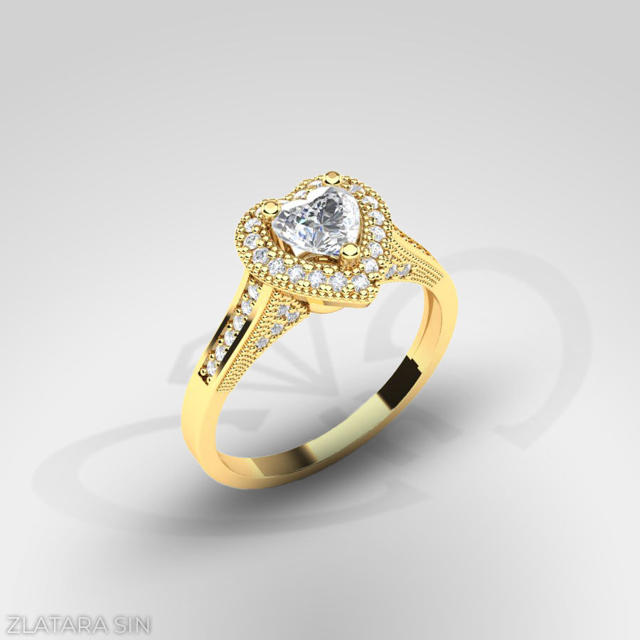 Thumbnail: VERENICKI PRSTEN SRCE BELO ZLATO