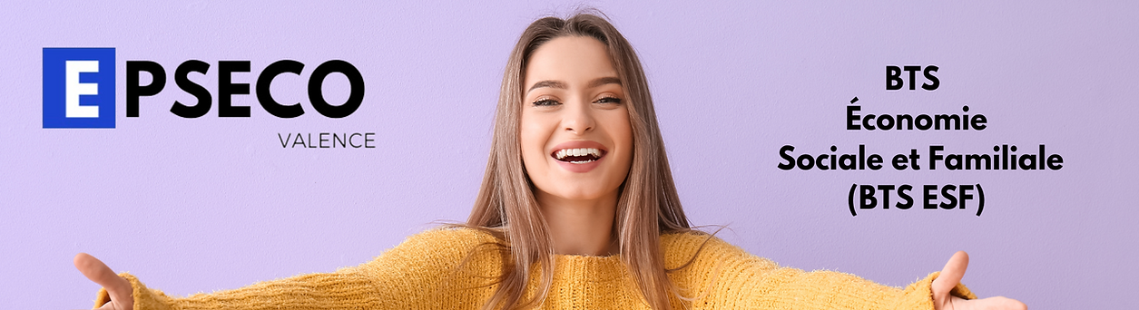 Une jeune femme bras ouvert sous fond violet pour symboliser le BTS ESF